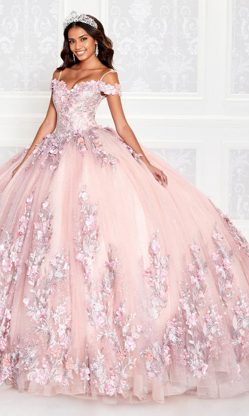 Princess Dress Quinceañera Dress with 3-D Flowers Floor Length Sleeveless Off Shoulder with Appliques