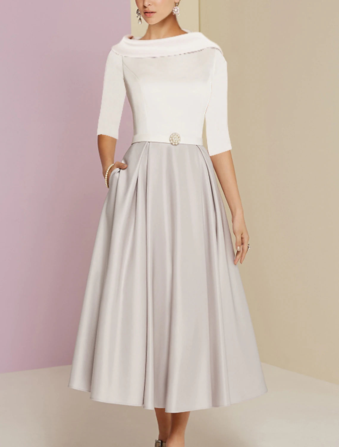 A-Line Mother of the Bride Dress Wedding Guest Vintage Formal Elegant