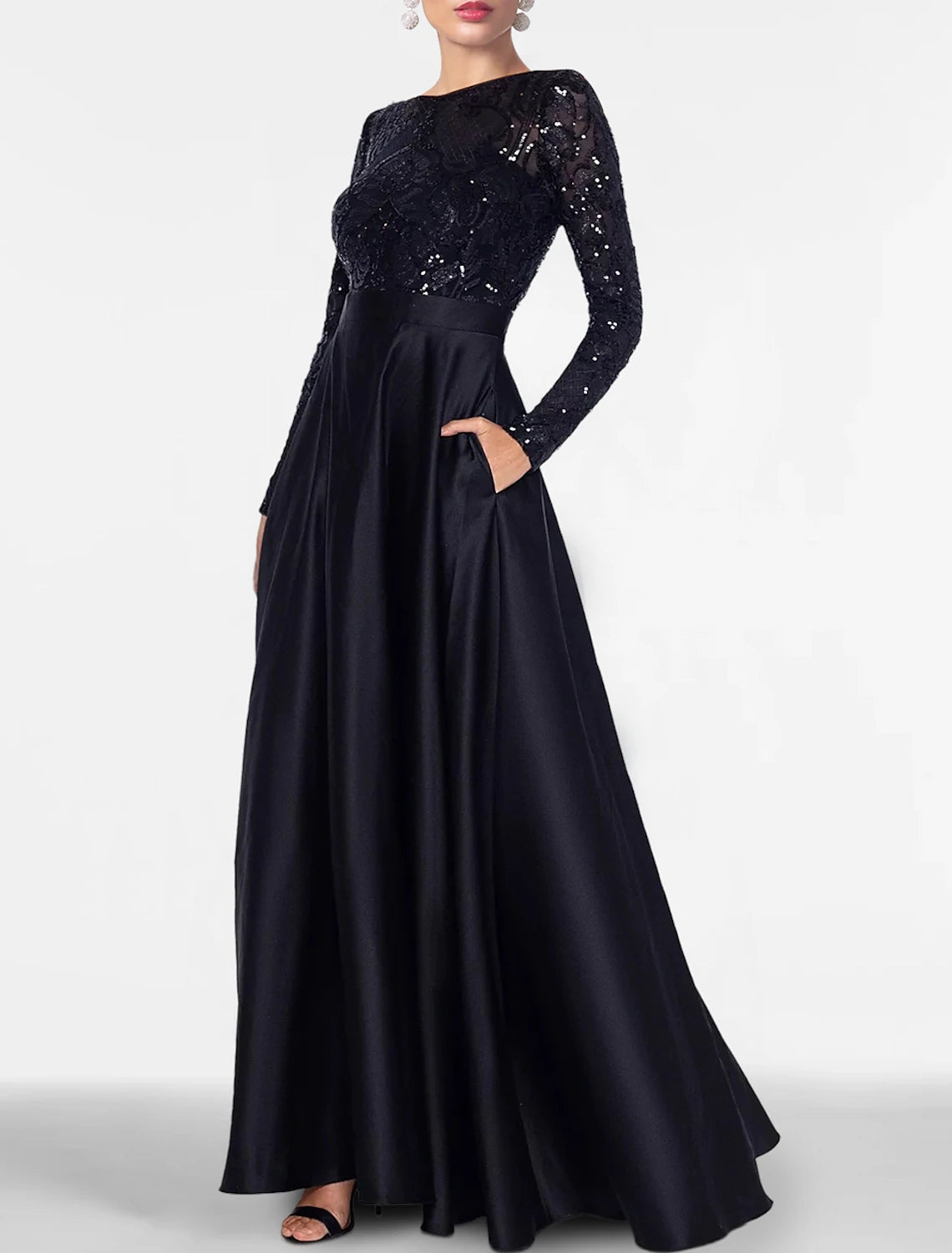 A-Line Evening Gown Elegant Dress Formal Black Tie Floor Length Long S