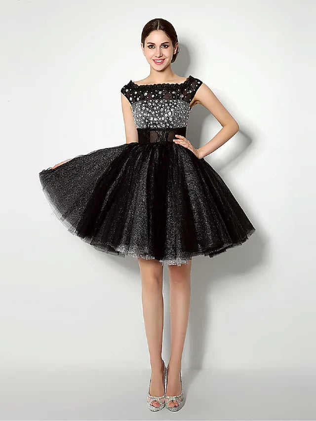 Little Black Dress Dress Cocktail Party Short Mini Sleeveless Bateau N