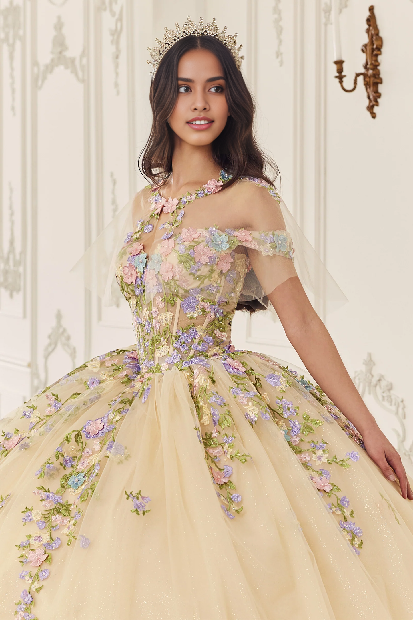 Floral Off Shoulder Ball Gown Quinceanera Dresses Princess Dress