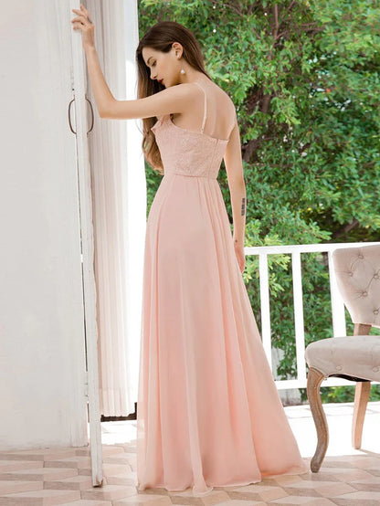 Flattering Spaghetti Straps V-neck Chiffon Bridesmaid Dresses