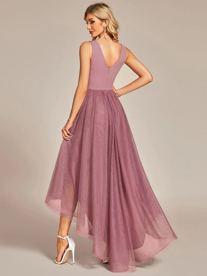 Sleeveless Tulle High Low Prom Dress