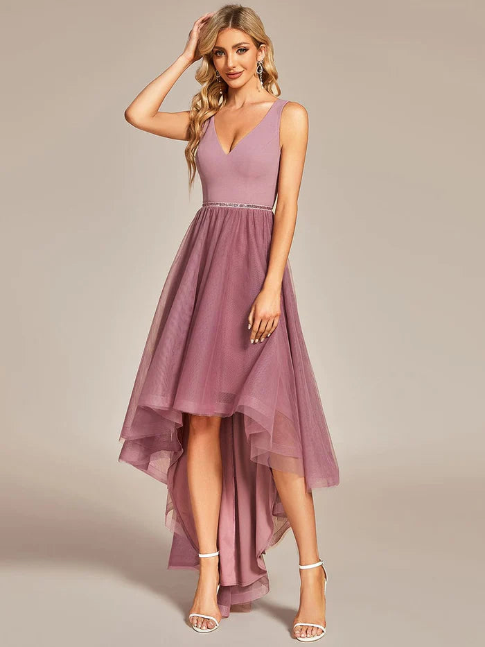 Sleeveless Tulle High Low Prom Dress