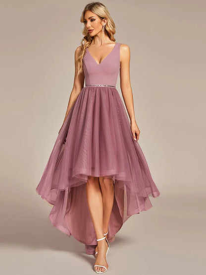 Sleeveless Tulle High Low Prom Dress