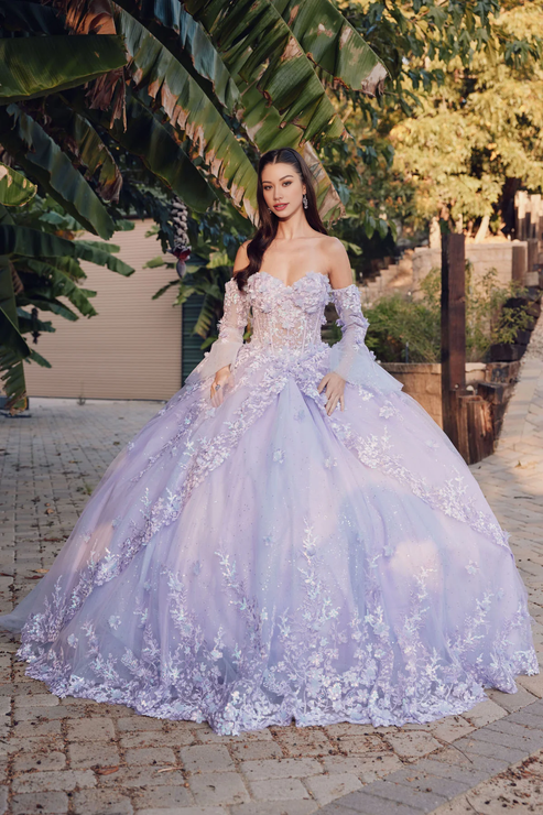 Illusion 3D Flower Strapless Off The Shoulder Prom Dress