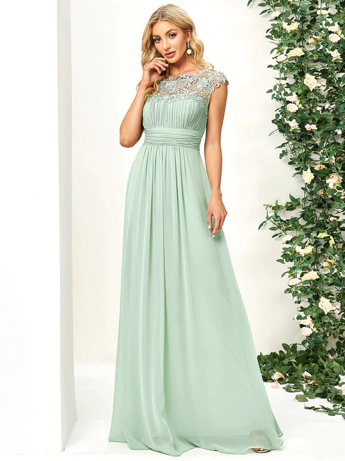 Maxi Long Empire Waist A Line Bridesmaid Dress