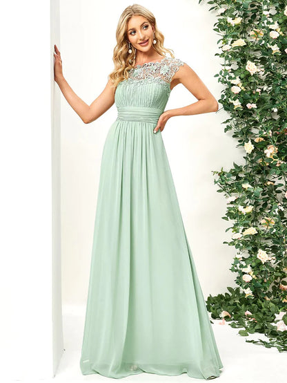 Maxi Long Empire Waist A Line Bridesmaid Dress