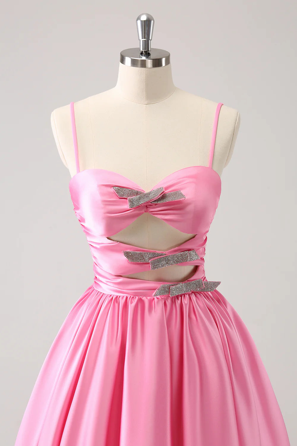 Cute A-Line Spaghetti Straps Pleated Homecoming Dress with Keyhole