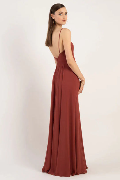 A-Line Spaghetti Strap Floor-length Bridesmaid Dresses Evening Dresses