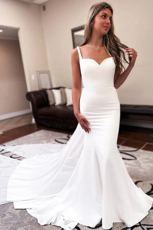 Chiffon Boho Wedding Dress Sweetheart Backless