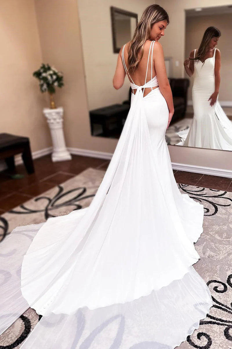 Chiffon Boho Wedding Dress Sweetheart Backless