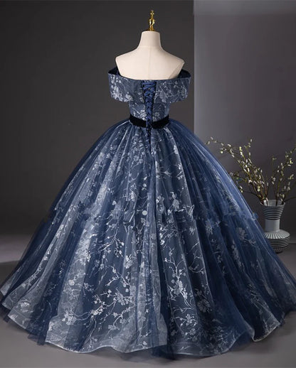 Navy Blue Sweetheart Long Formal Dress Navy Blue Sweet 16 Dress Quinceanera Dress