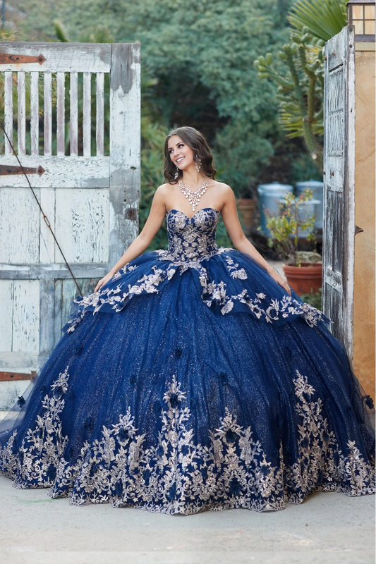 Embroidered Strapless Layered Ball Gown Quinceanera Dresses Princess Dress