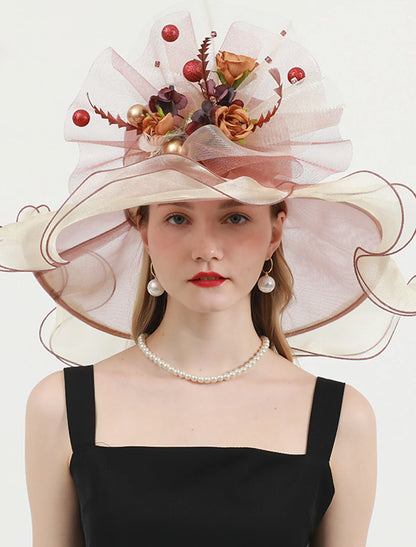 Organza Kentucky Derby Church Wedding Fancy With Flower Tulle Headpiece Headwear