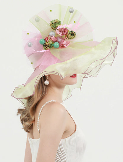 Organza Kentucky Derby Church Wedding Fancy With Flower Tulle Headpiece Headwear