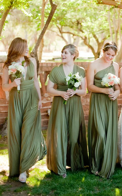 Jersey Simple Garden Bridesmaid Dress with Open Back and Sash