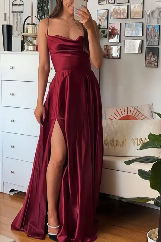 Gorgeous Sparkly Open Back Cutout Long Prom Dresses Party Dress With Slit