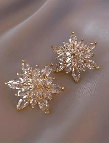 Earrings Fine Jewelry Classic Flower Shape Stylish Simple Earrings Jewelry Golden For Wedding Party 1 Pair