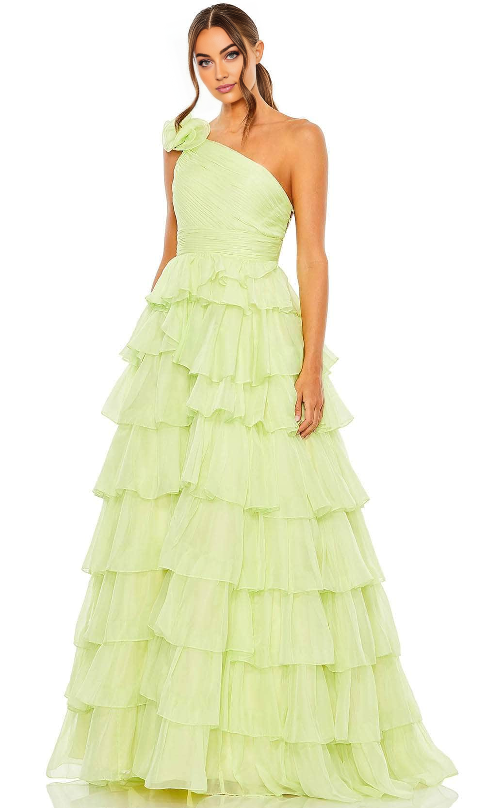 Tiered A-Line Princess One-shoulder Prom Gown