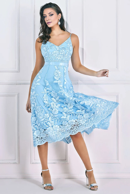 Light Blue A-Line Lace Mother of the Bride Dresse Wedding Guest Party Dresses