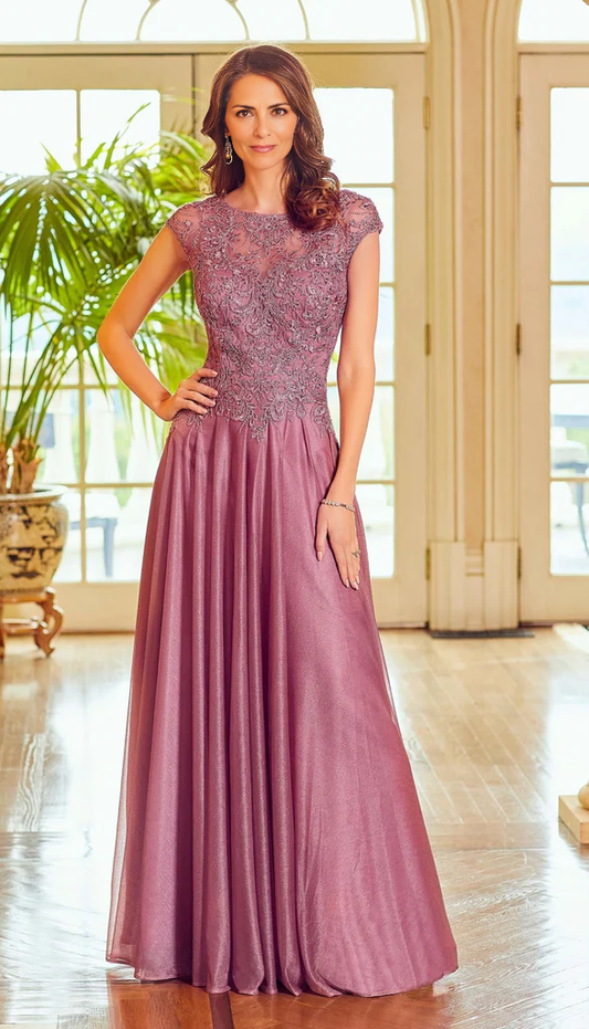 Glitter A-Line Satin Long Mother of the Bride Dresse