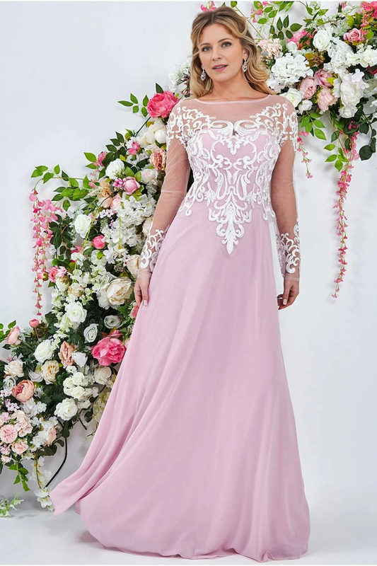 A-Line Embroidered Dress Blushing Pink Mother of the Bride Dresse Wedding Guest Party Dresses