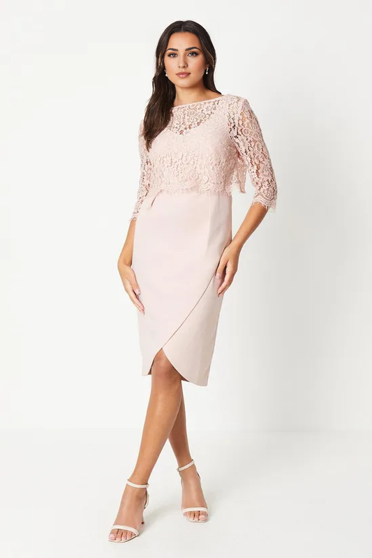 Lace 3/4 Length Sleeve Pencil Dress Knee-length Mother of the Bride Dresse ﻿