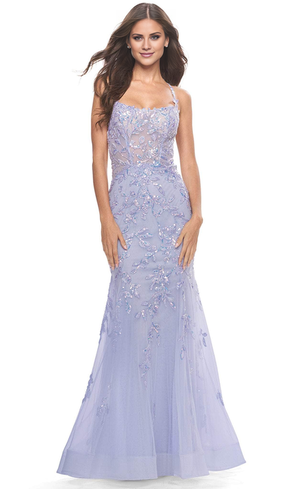 Mermaid Tulle Sheath Spaghetti Strap Embellished Gown