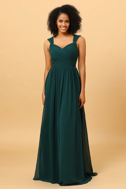 Chiffon Green Bridesmaid Dress with Ruffles