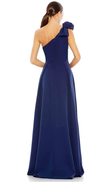 Bow Accented One Sleeve Floor-length Prom Dress With Slit