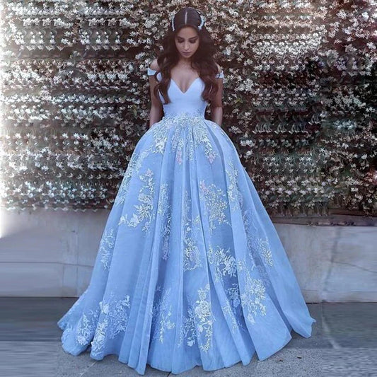 Ball Gown Lace Appliqued Off the Shoulder Quinceanera Dress