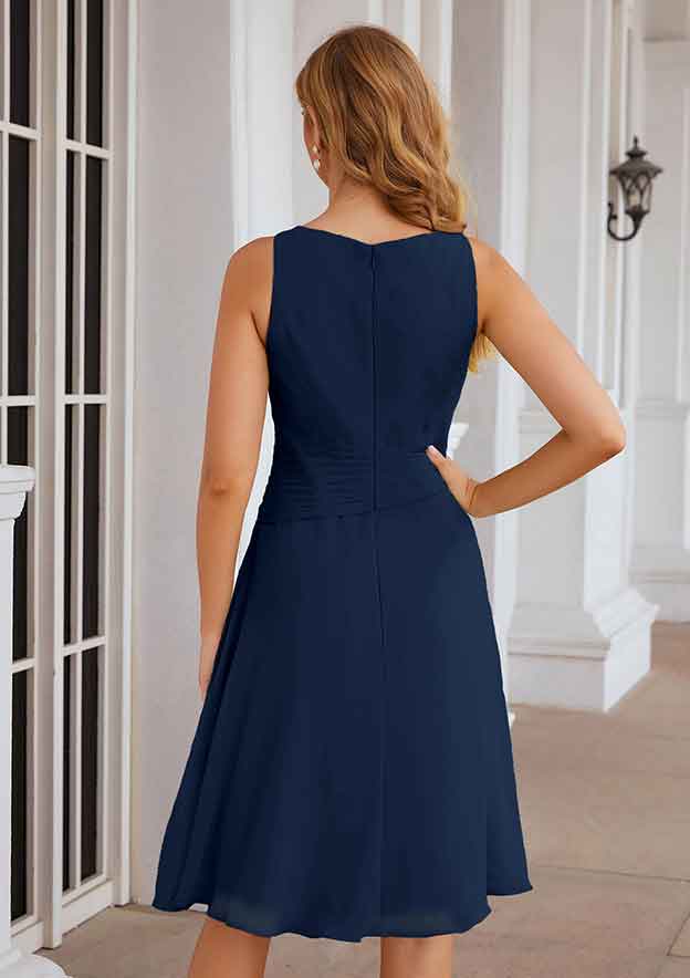 A-line Scoop Neck Knee-Length Chiffon Mother of the Bride Dresses With Pleated and Jacket