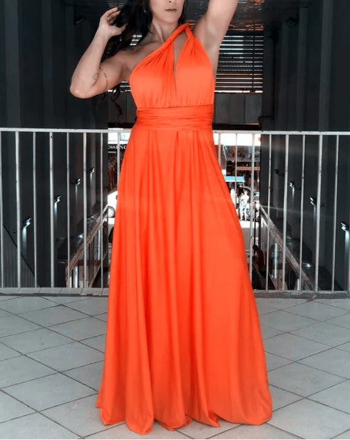 Simple Floor-length Orange Bridesmaid Dresses