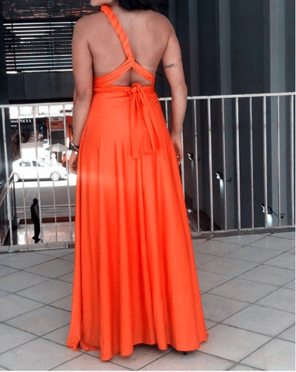 Simple Floor-length Orange Bridesmaid Dresses