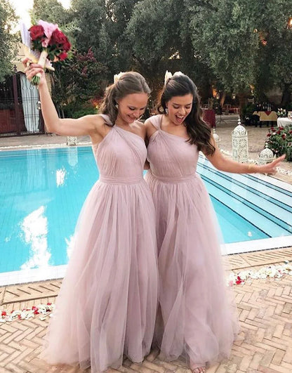 Tulle One Shoulder Lilac Floor-length Bridesmaid Dress