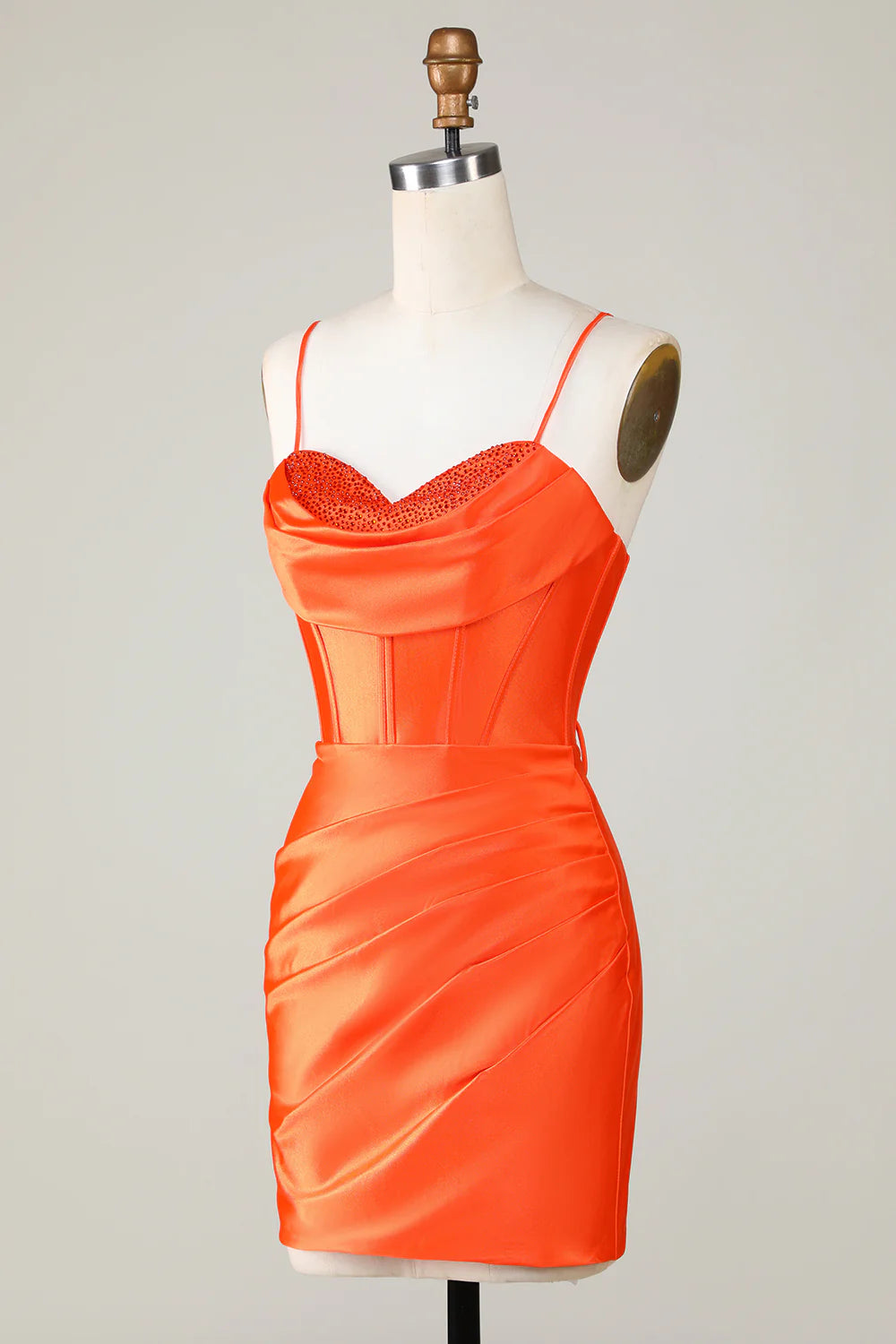 Tight Orange Beaded Corset Short Homecoming Dress