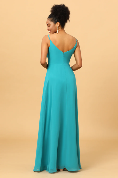 Spaghetti Straps Chiffon Jade Bridesmaid Dress Slip Dress