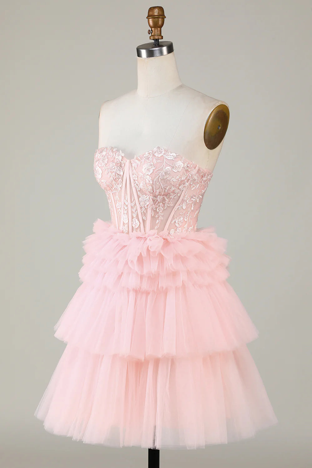 Pink A-Line Sweetheart Short Homecoming Dress with Ruffles