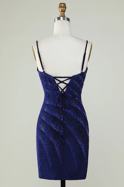 Sparkly Spaghetti Straps Homecoming Dress with Beading