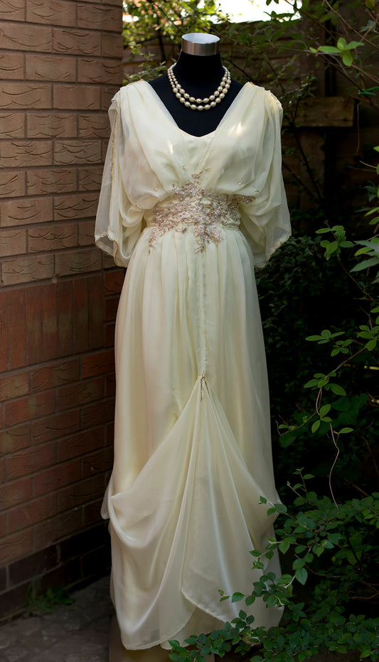 Cream Edwardian Wedding Dress Downton Abbey Wedding Yellow Mother Of Bride Dress