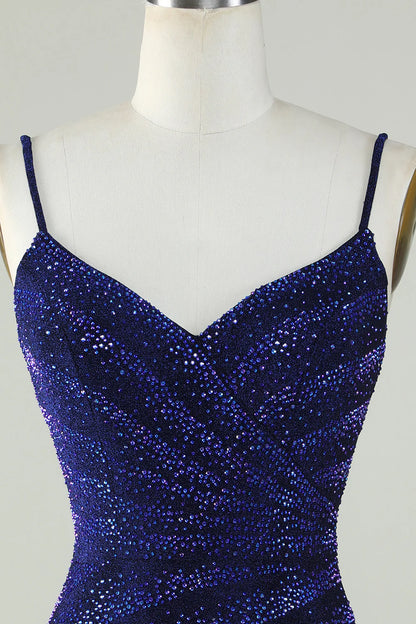 Sparkly Spaghetti Straps Homecoming Dress with Beading