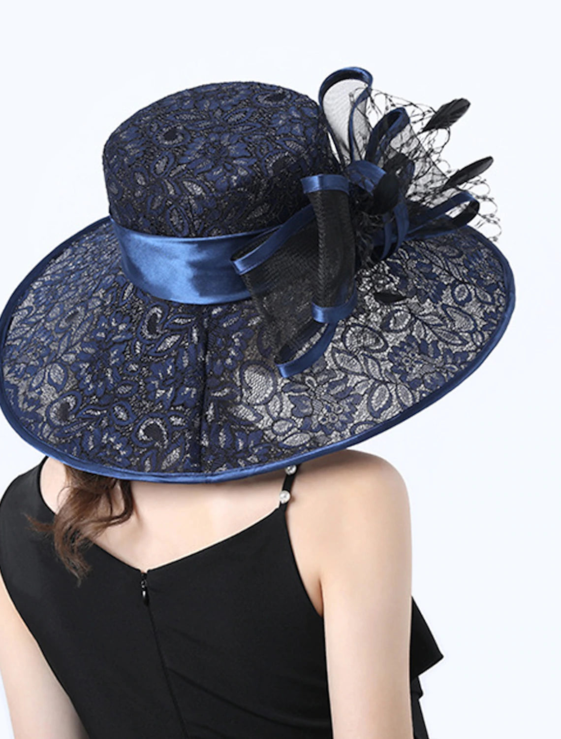 Headwear Poly / Cotton Hat Sun Hat Wedding Outdoor Headwear With Lace Floral Headpiece Headwear