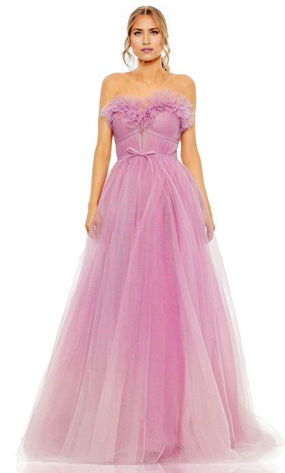 A-Line Princess Glitter Tulle Strapless Prom Dress Ballgown