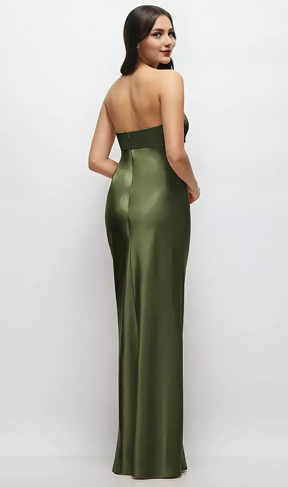 Strapless Bow-Bandeau Cutout Satin Maxi Slip Dress Long Bridesmaid Dresses Wedding Guest Dresses