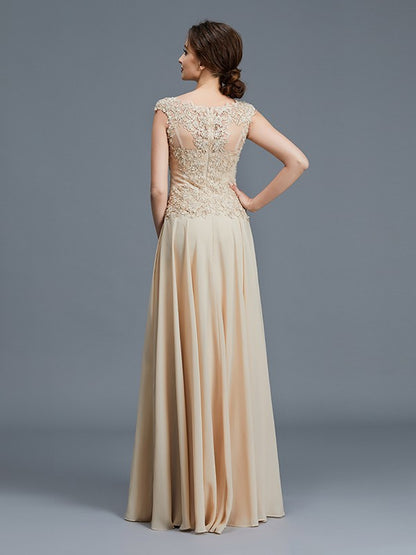 A-Line/Princess Scoop Sleeveless Ruffles Chiffon Floor-Length Mother of the Bride Dresses