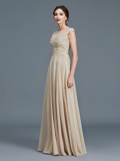 A-Line/Princess Scoop Sleeveless Ruffles Chiffon Floor-Length Mother of the Bride Dresses