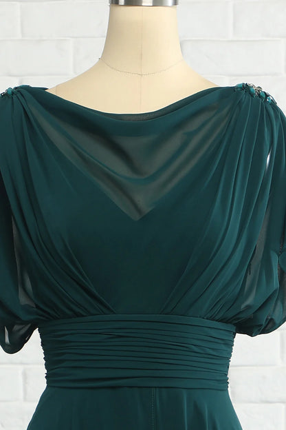 Green Chiffon Long Dress Mother of Bride Dress