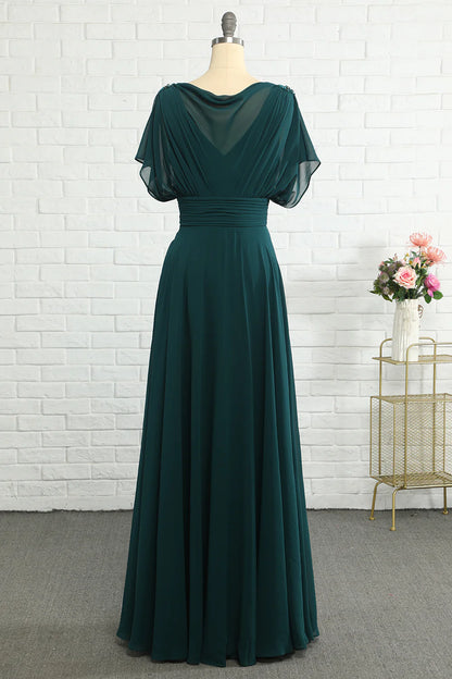 Green Chiffon Long Dress Mother of Bride Dress