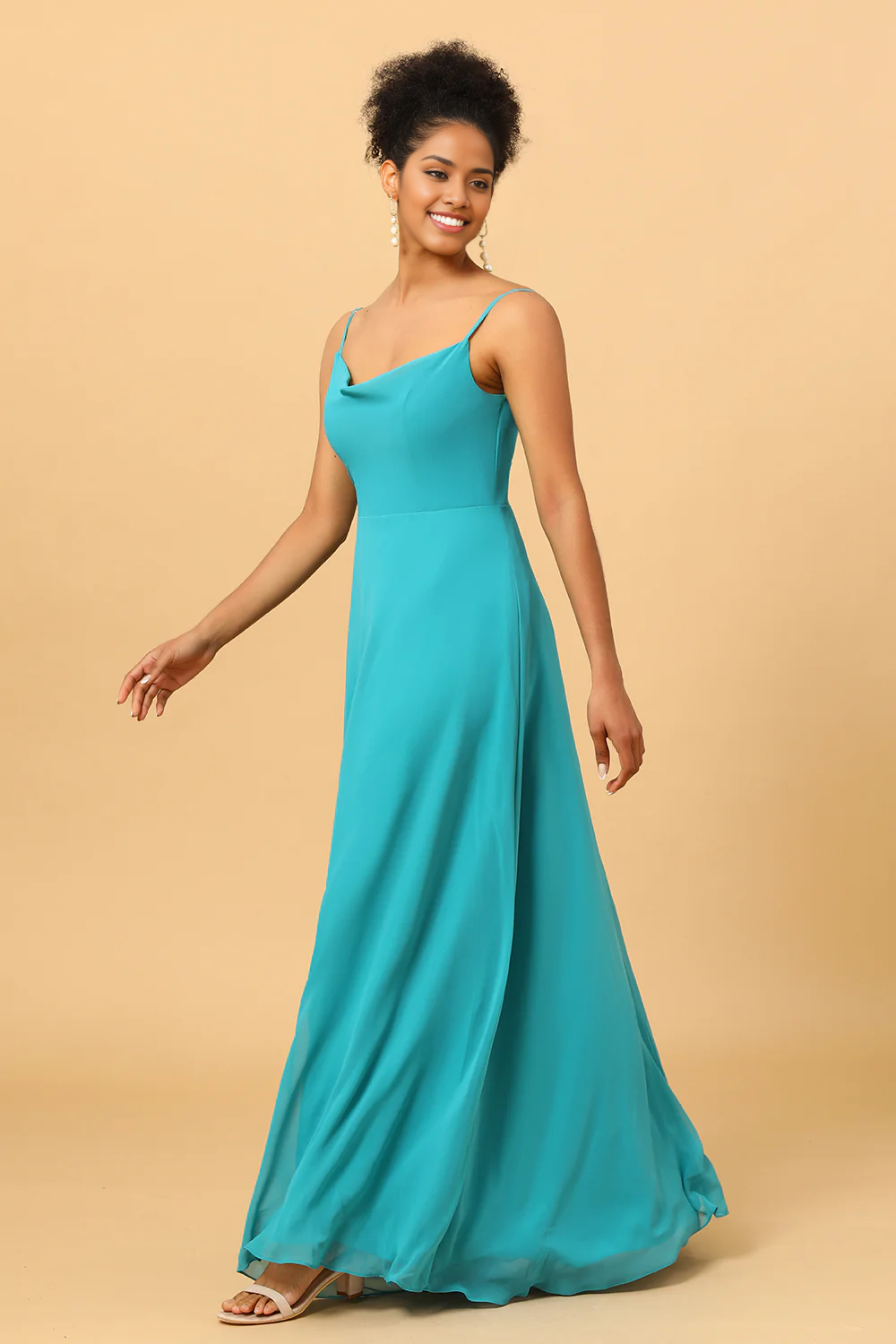 Spaghetti Straps Chiffon Jade Bridesmaid Dress Slip Dress